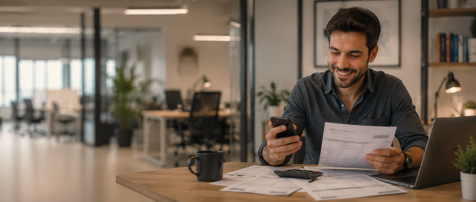 Profissional utilizando o aplicativo Conexa Plus no escritório